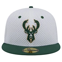 Casquette ajustée 59FIFTY Throwback 2Tone Milwaukee Bucks New Era blanc/vert chasseur pour hommes