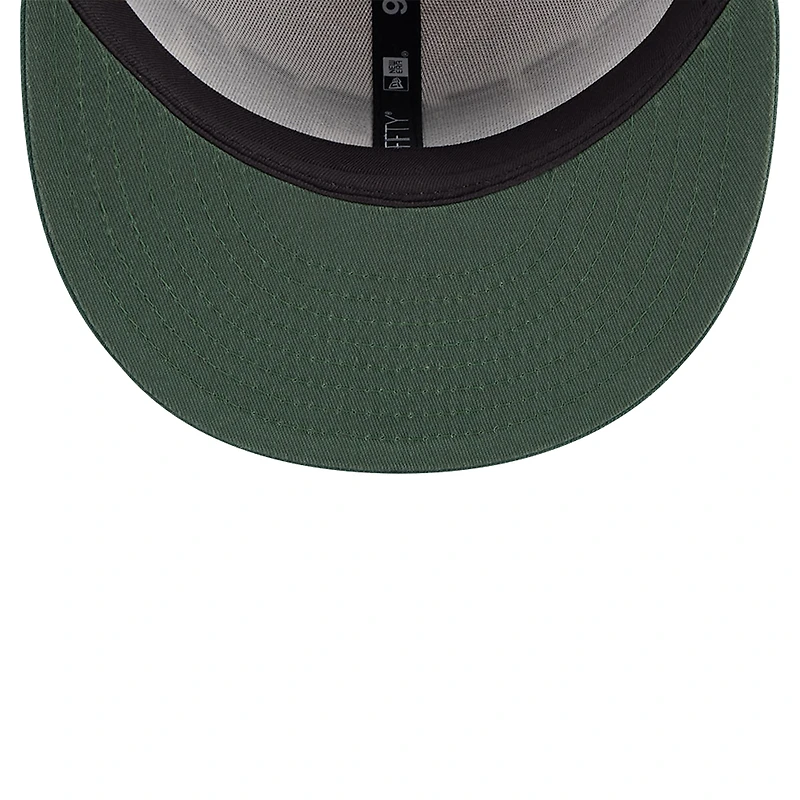 Men's New Era White/Hunter Green Milwaukee Bucks Throwback Gradient Tech Font 9FIFTY Snapback Hat