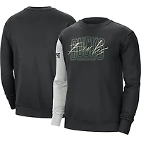 Sweat à capuche pour homme Nike Milwaukee Bucks Courtside Versus Force & Flight noir/gris chiné
