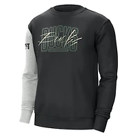 Sweat à capuche pour homme Nike Milwaukee Bucks Courtside Versus Force & Flight noir/gris chiné