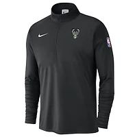 Haut à demi-zip Nike noir Milwaukee Bucks 2024/25 Courtside Performance pour homme