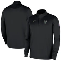 Men's Nike Black Milwaukee Bucks 2025/26 Authentic Coaches Quarter-Zip Dri-Fit Top