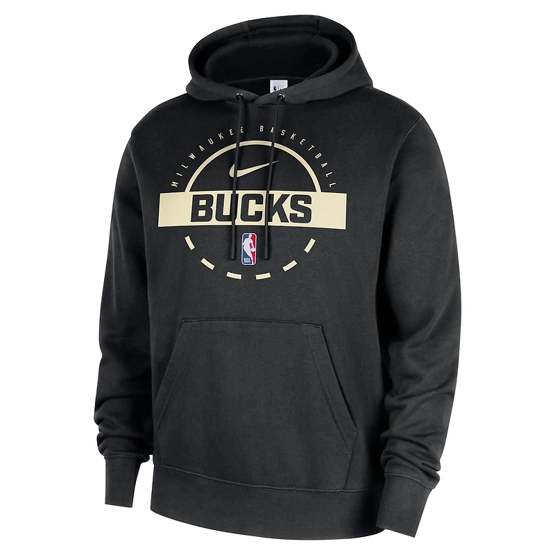 Sweat à capuche Nike noir Milwaukee Bucks 2025/26 Authentic Practice Club pour homme