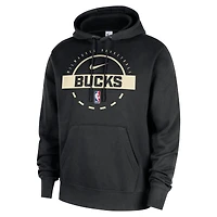 Sweat à capuche Nike noir Milwaukee Bucks 2025/26 Authentic Practice Club pour homme