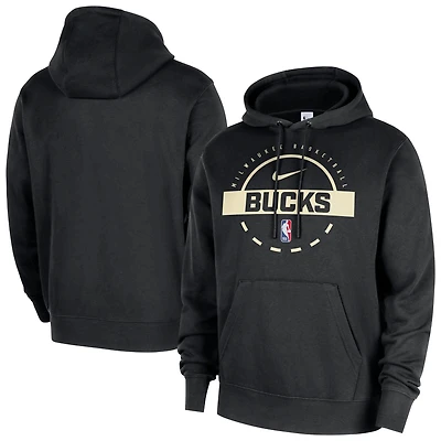 Sweat à capuche Nike noir Milwaukee Bucks 2025/26 Authentic Practice Club pour homme