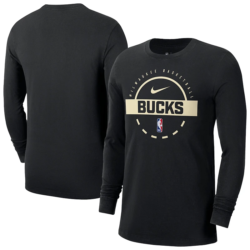 Men's Nike  Hunter Green Milwaukee Bucks Authentic Long Sleeve Practice T-Shirt