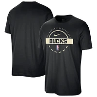 T-shirt d'entraînement Nike noir authentique Milwaukee Bucks pour homme