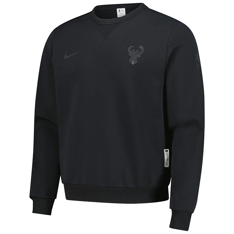Men's Nike  Black Milwaukee Bucks Authentic Standard Issue Travel Dri-FIT Sweatshirt