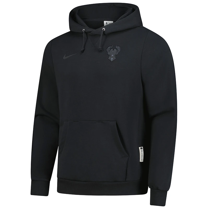 Men's Nike  Black Milwaukee Bucks Authentic Travel Standard Issue Dri-Fit Hoodie