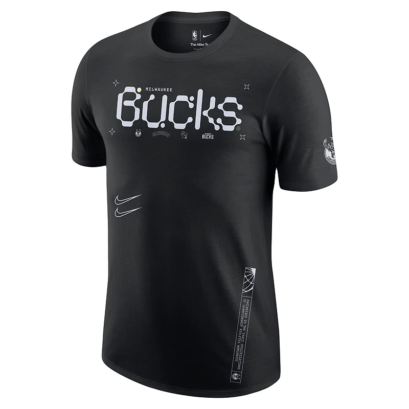 T-shirt Nike Milwaukee Bucks Courtside Air Traffic Control Max90 pour homme - Noir