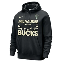 Sweat à capuche Nike Courtside Club noir Milwaukee Bucks pour homme