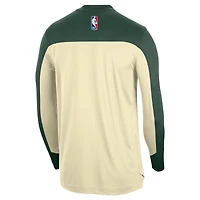 Men's Nike Cream Milwaukee Bucks 2024/25 Authentic Pre-Game Legend Long Sleeve Shooting Shirt