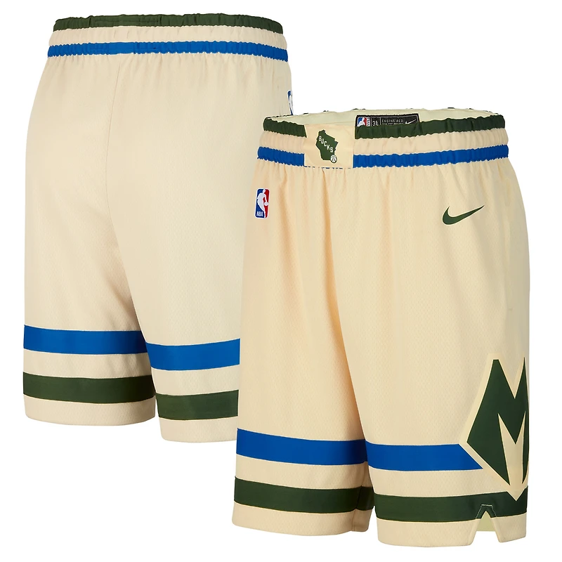 Men's Nike Cream Milwaukee Bucks 2025/26 City Edition Remix Dri-FIT Swingman Shorts