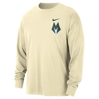 Men's Nike  Cream Milwaukee Bucks 2025/26 City Edition Remix Essential Logo Long Sleeve T-Shirt