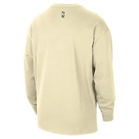 Men's Nike  Cream Milwaukee Bucks 2025/26 City Edition Remix Essential Logo Long Sleeve T-Shirt