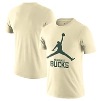 T-shirt Nike Cream Milwaukee Bucks Essential Jumpman pour homme