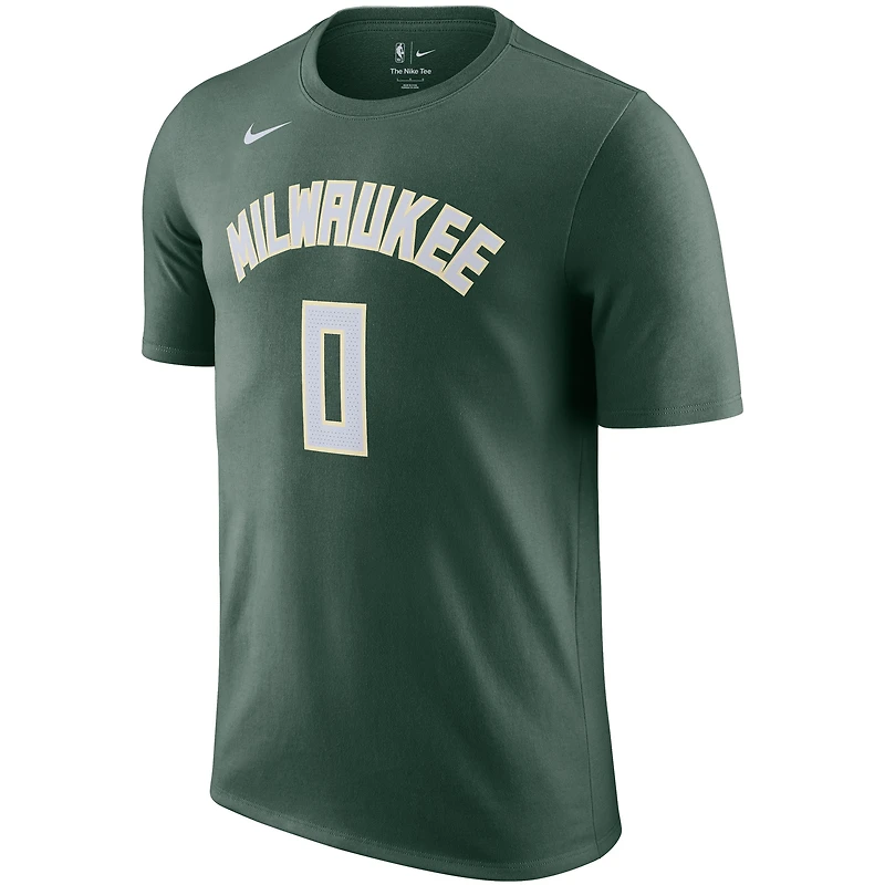 Men's Nike Damian Lillard Hunter Green Milwaukee Bucks Name & Number T-Shirt