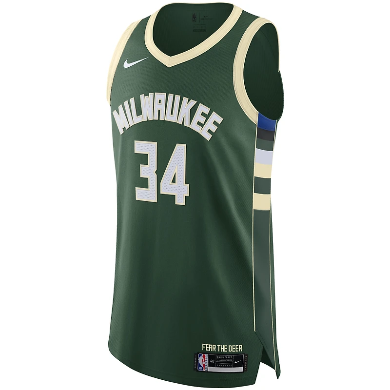 Maillot Nike Giannis Antetokounmpo Hunter Green Milwaukee Bucks authentique pour homme - Édition Icon