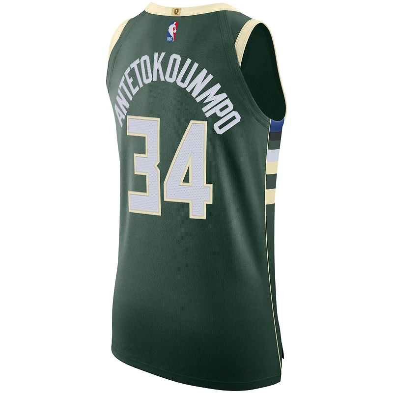 Maillot Nike Giannis Antetokounmpo Hunter Green Milwaukee Bucks authentique pour homme - Édition Icon