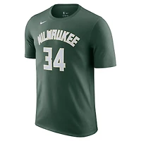 T-shirt Nike Giannis Antetokounmpo vert chasseur Milwaukee Bucks Icon 2022/23 pour homme, avec nom et numéro