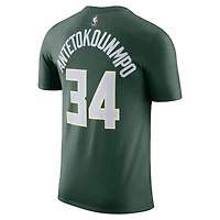 T-shirt Nike Giannis Antetokounmpo vert chasseur Milwaukee Bucks Icon 2022/23 pour homme, avec nom et numéro