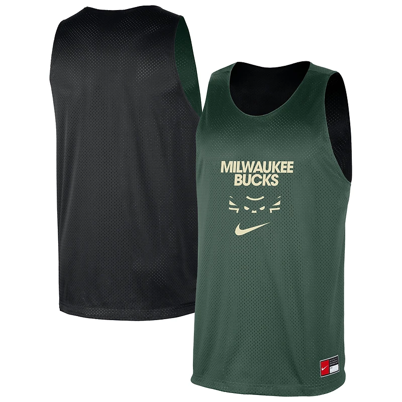 Maillot d'entraînement réversible Nike Hunter Green/Black Milwaukee Bucks Courtside pour homme
