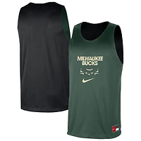 Maillot d'entraînement réversible Nike Hunter Green/Black Milwaukee Bucks Courtside pour homme