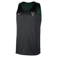 Men's Nike Hunter Green/Black Milwaukee Bucks Courtside Reversible Mesh Practice Jersey