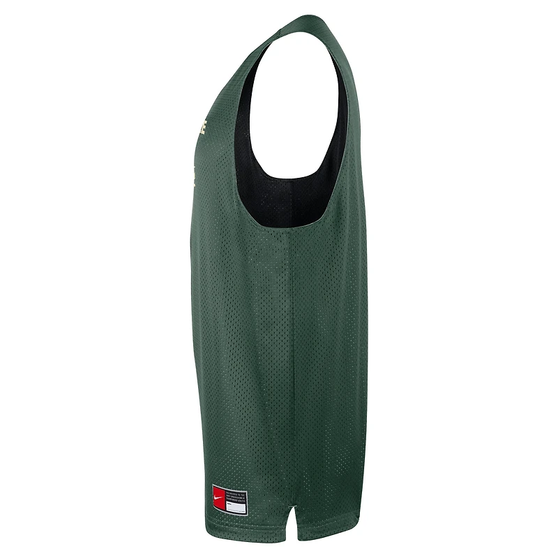Men's Nike Hunter Green/Black Milwaukee Bucks Courtside Reversible Mesh Practice Jersey