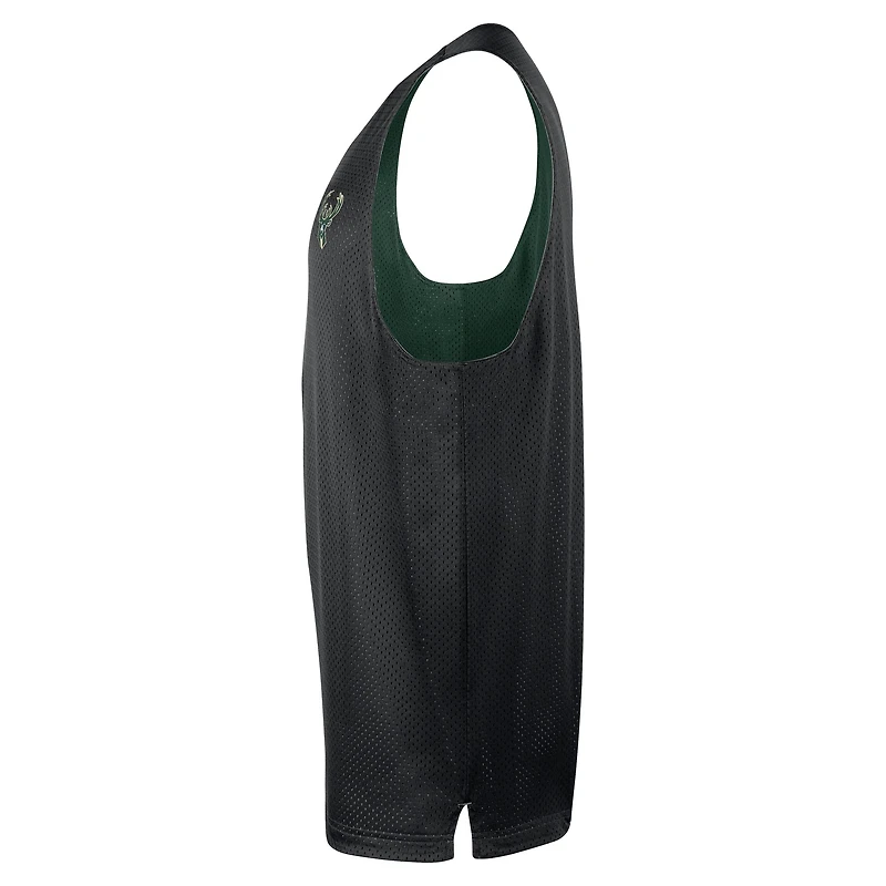 Men's Nike Hunter Green/Black Milwaukee Bucks Courtside Reversible Mesh Practice Jersey