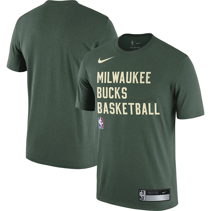 T-shirt d'entraînement pour homme Nike Hunter Green Milwaukee Bucks 2023/24 Sideline Legend Performance