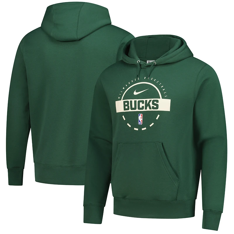 Sweat à capuche Nike Hunter Green Milwaukee Bucks Authentic Practice Club 2025/26 pour homme