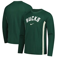 Maillot de tir à manches longues Nike Hunter Green Milwaukee Bucks 2025/26 Authentic Pre-Game Legend Dri-FIT pour homme