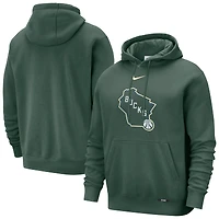 Men's Nike  Hunter Green Milwaukee Bucks 2025/26 City Edition Essential Logo Remix Hoodie