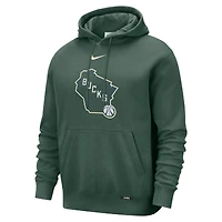 Sweat à capuche Nike vert chasseur Milwaukee Bucks 2025/26 City Edition Essential Logo Remix pour homme