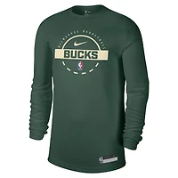 Men's Nike Hunter Green Milwaukee Bucks 2025/26 On-Court Flare Dri-FIT Practice Long Sleeve Tri-Blend T-Shirt