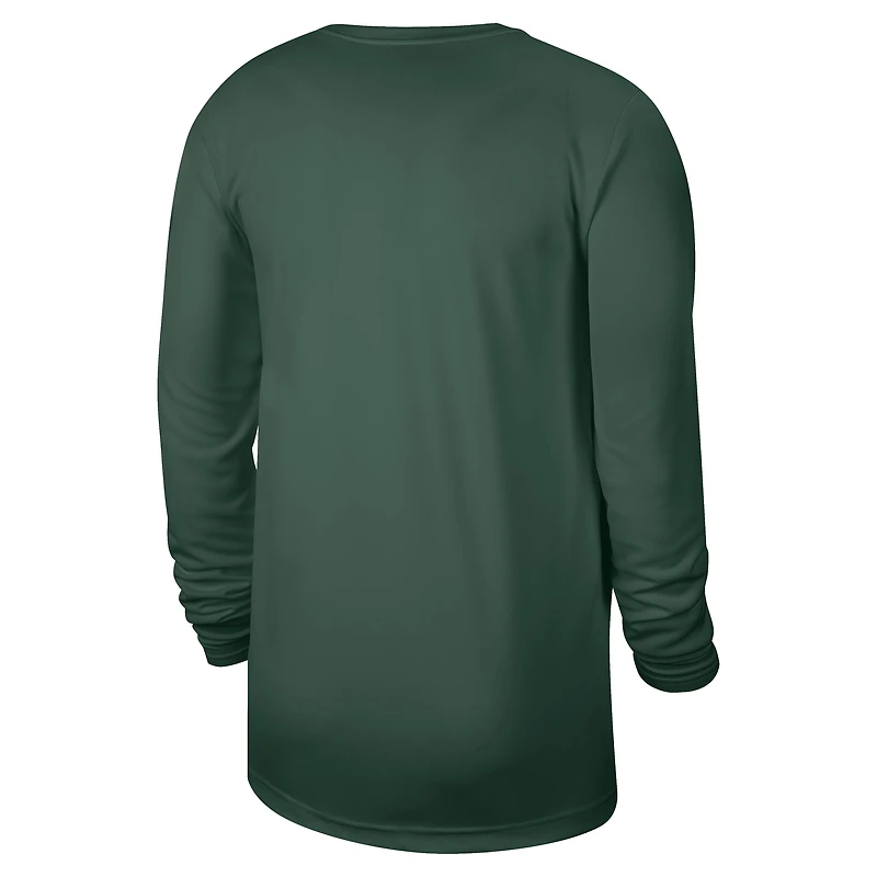 Men's Nike Hunter Green Milwaukee Bucks 2025/26 On-Court Flare Dri-FIT Practice Long Sleeve Tri-Blend T-Shirt