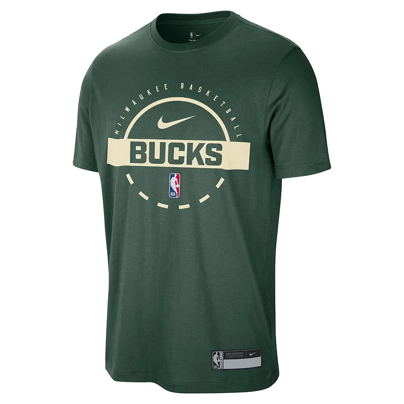 T-shirt d'entraînement Nike Hunter Green Milwaukee Bucks 2025/26 pour homme