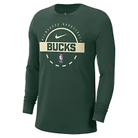 T-shirt d'entraînement à manches longues Nike Hunter Green Milwaukee Bucks Authentic pour homme