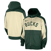 Sweat à capuche entièrement zippé Nike Hunter Green Milwaukee Bucks Authentic On-Court Showtime Performance pour homme