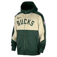 Sweat à capuche entièrement zippé Nike Hunter Green Milwaukee Bucks Authentic On-Court Showtime Performance pour homme