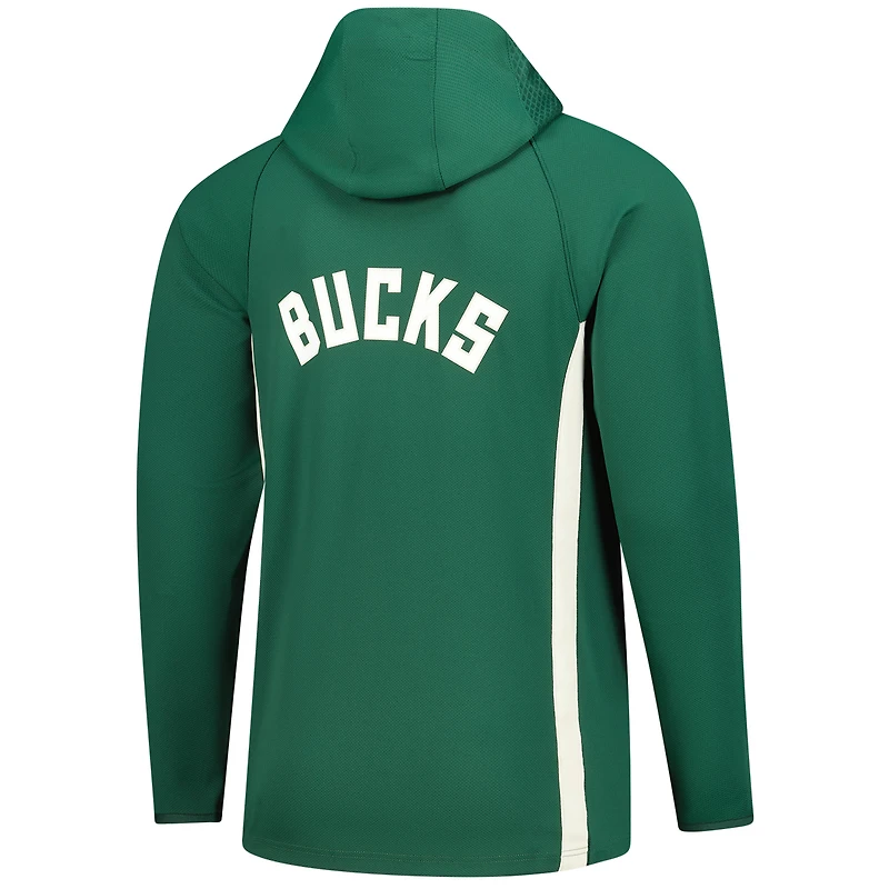 Veste à capuche Nike Hunter Green Milwaukee Bucks Authentic On Court Zone Quarter-Zip Dri-FIT pour homme