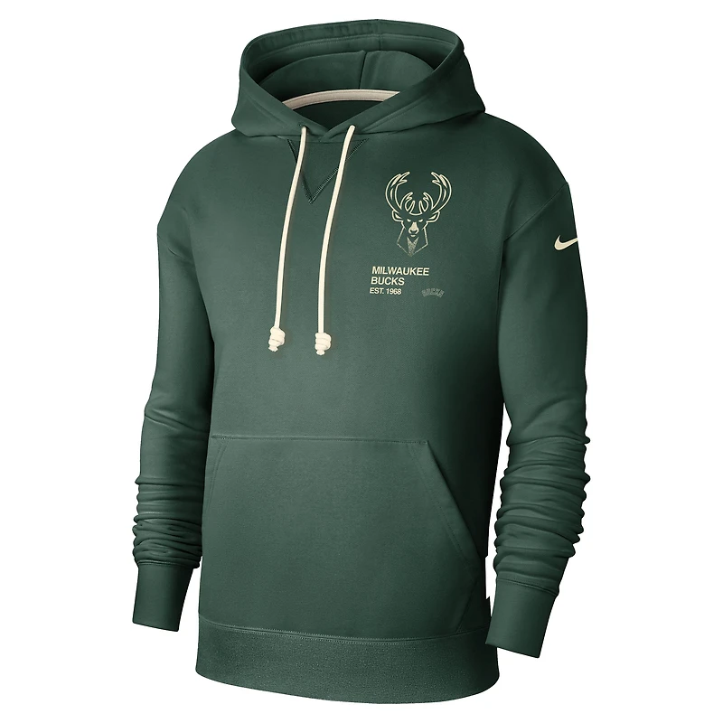 Sweat à capuche Nike Hunter Green Milwaukee Bucks Courtside Standard Issue Performance pour homme