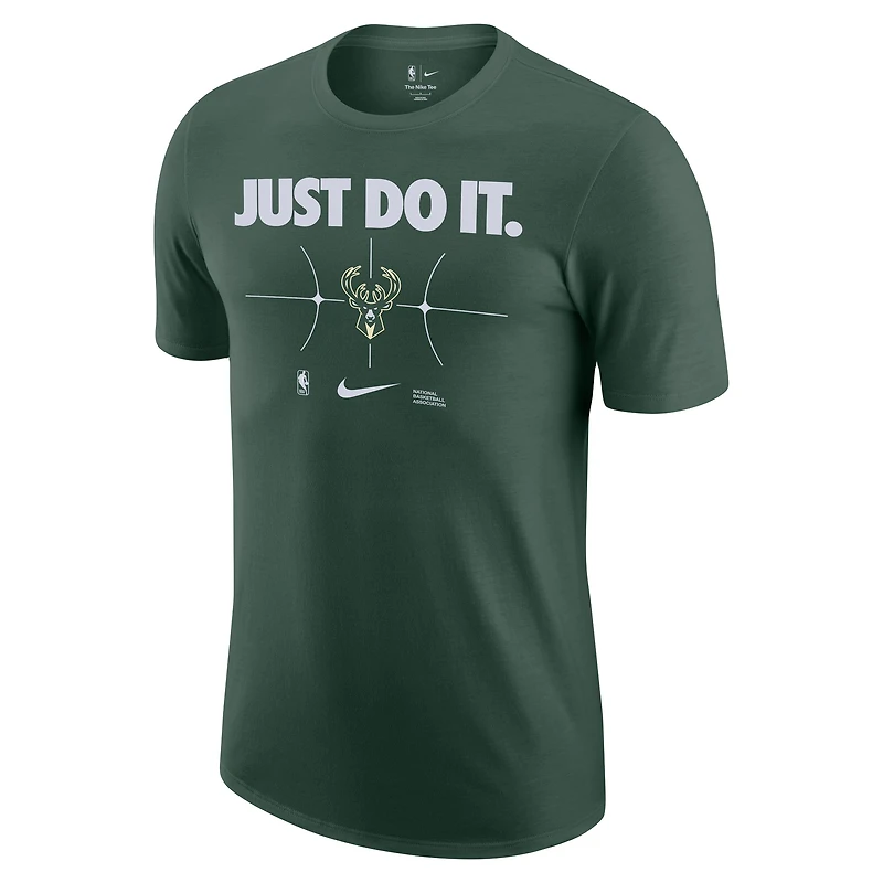T-shirt Nike Hunter Green Milwaukee Bucks Just Do It pour hommes