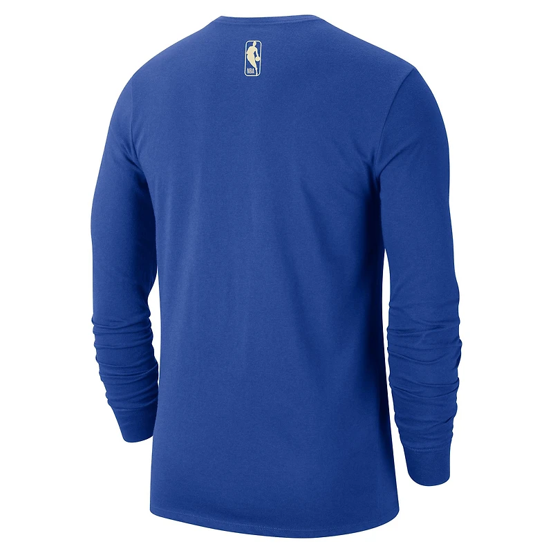 Men's Nike Royal Milwaukee Bucks 2024/25 City Edition Essential Logo Long Sleeve T-Shirt