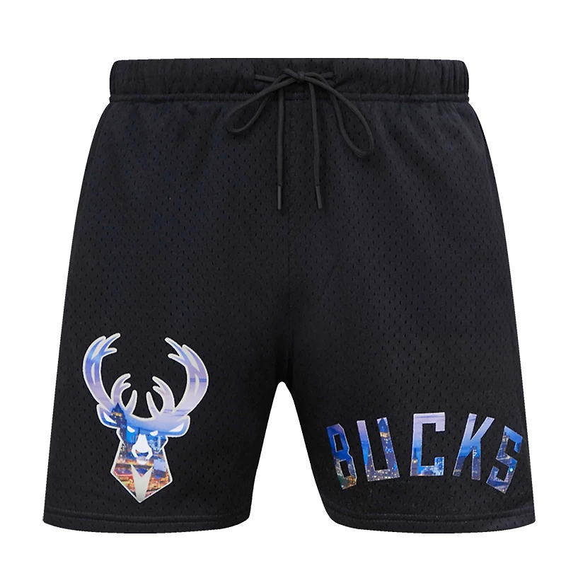 Short en maille Pro Standard Milwaukee Bucks City Scape noir pour homme