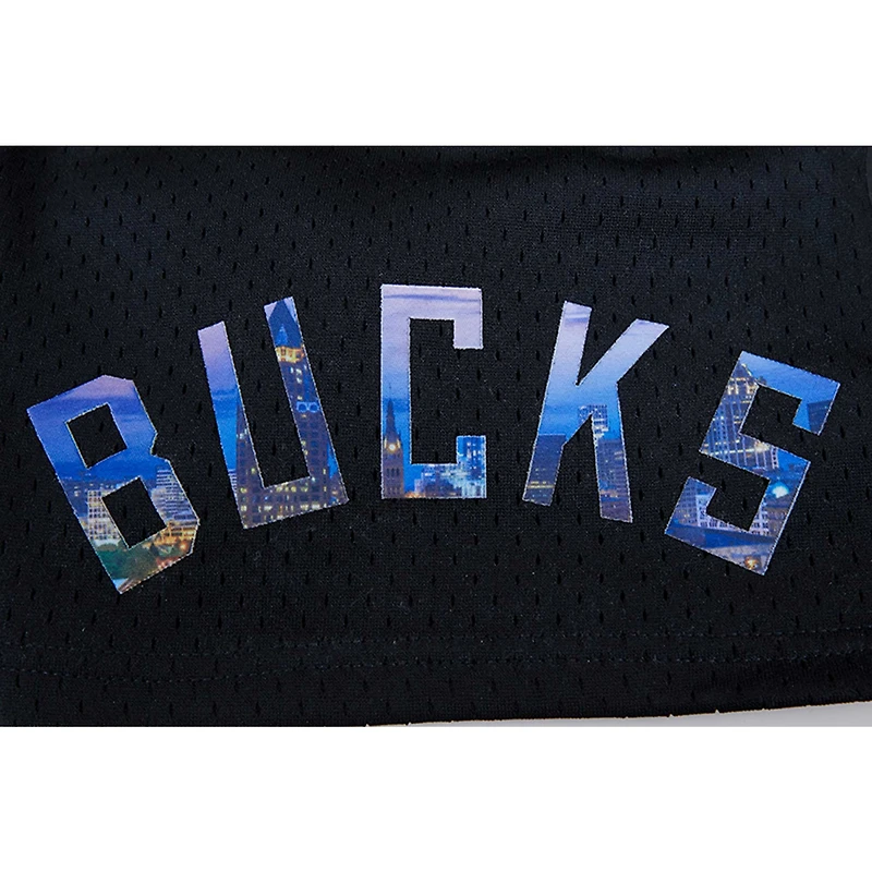 Short en maille Pro Standard Milwaukee Bucks City Scape noir pour homme