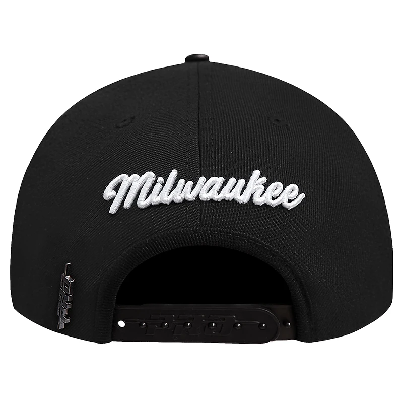 Men's Pro Standard Black Milwaukee Bucks Paint the City Pinch Front Snapback Hat