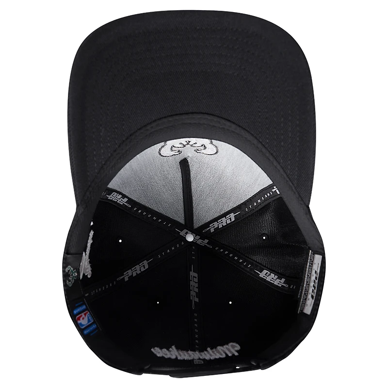 Men's Pro Standard Black Milwaukee Bucks Paint the City Pinch Front Snapback Hat