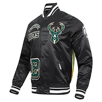 Veste à boutons-pression en satin sublimé Pro Standard noire Milwaukee Bucks pour homme